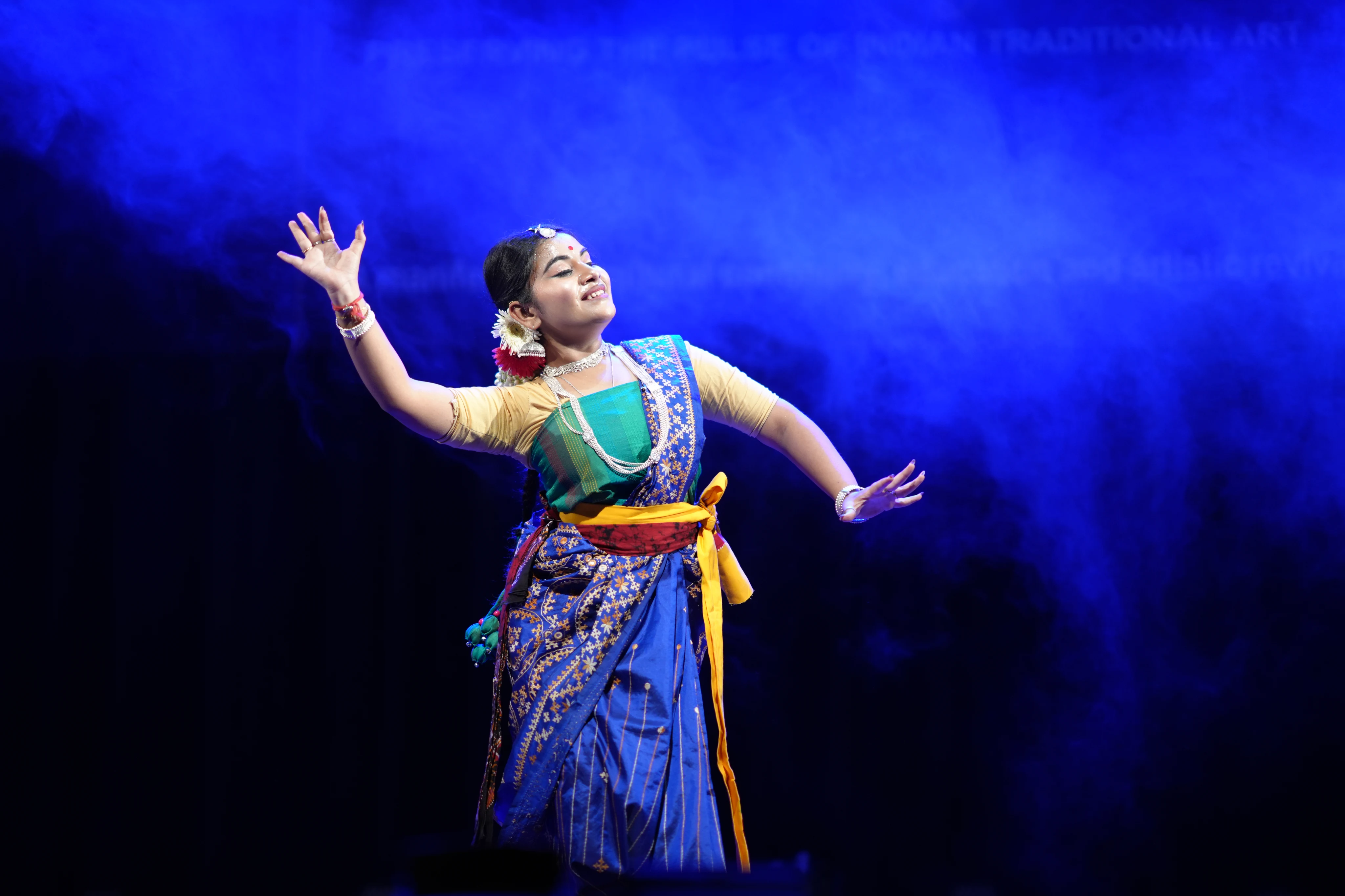Indian classical dancer performing on stage